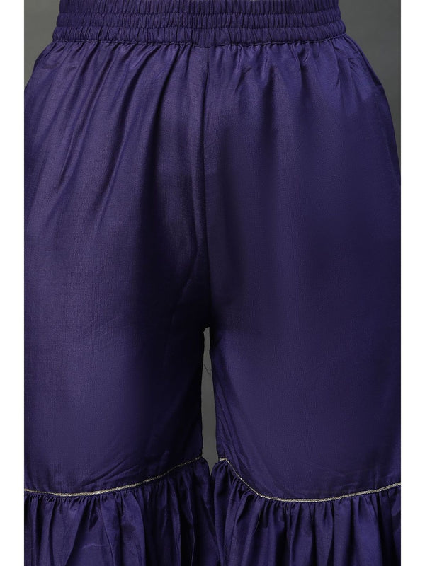 Purple Ombre Festive Short Kurta Sharara and Dupatta (Set of 3)