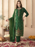 Green Ethnic Motifs Embroidered Jacquard Pure Silk Kurta & Trouser & Dupatta