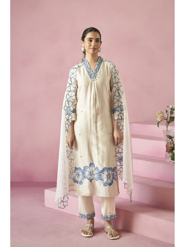 Nadira Frost Embroidered Pakistani Kurta with Pant and Dupatta (Set of 3)