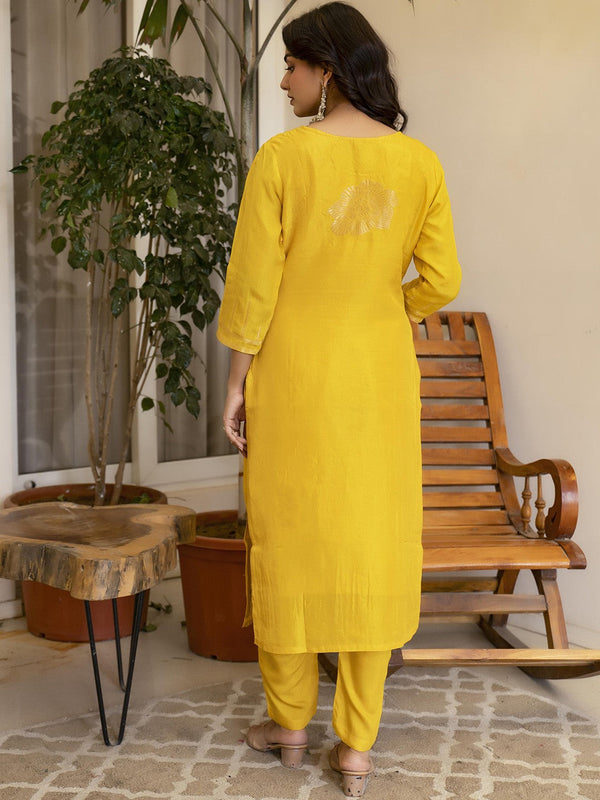 Women Embroidered Regular Zardozi Pure Silk Kurta with Trousers & With Dupatta