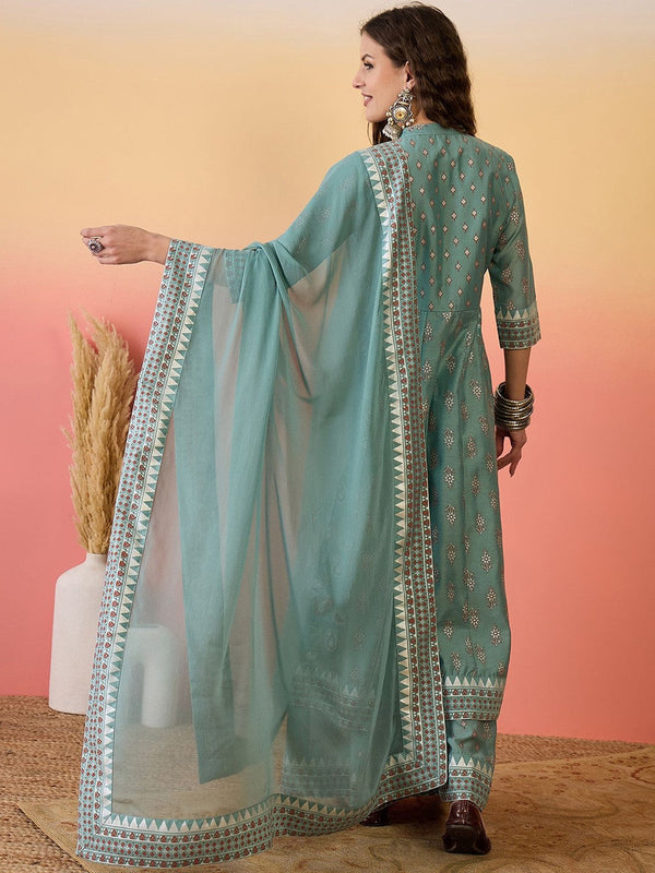 Women Embroidered Anarkali Kurta Set With Dupatta