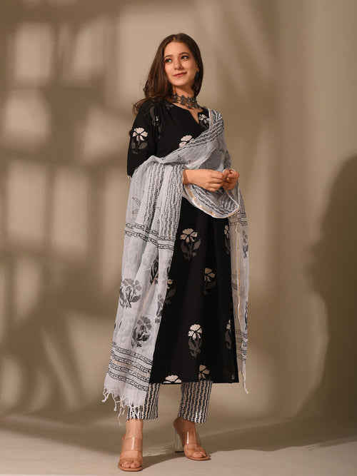 Black Handblock Suit (Set of 3)