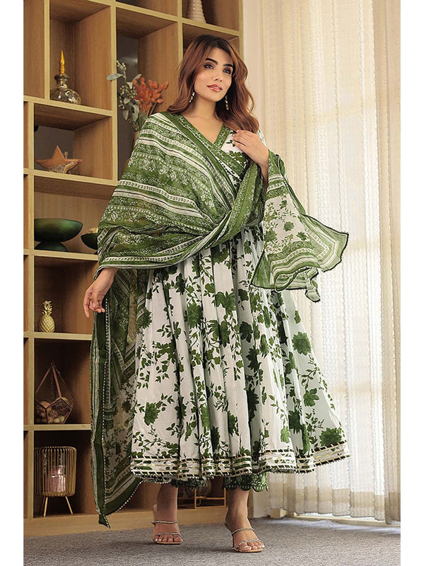 Ariana Floral Print Anarkali with Pant and Dupatta (Set of 3)