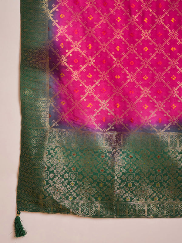 Green Silk Blend Zari Sequence Embroidered Kurta Pant & Dupatta (Set of 3)