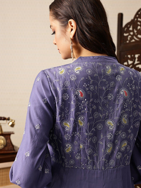 Paisley Embroidered Sequinned Jashn Kurta with Trousers & With Dupatta