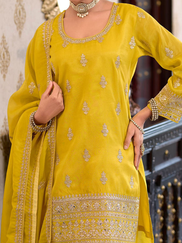 Women Ethnic Motifs Embroidered Regular Kurta with Palazzos & With Dupatta