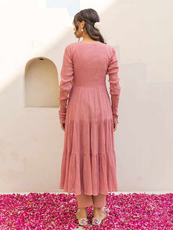 Gulabo Pink Anarkali Kurta with Pant and Dupatta (Set of 3)